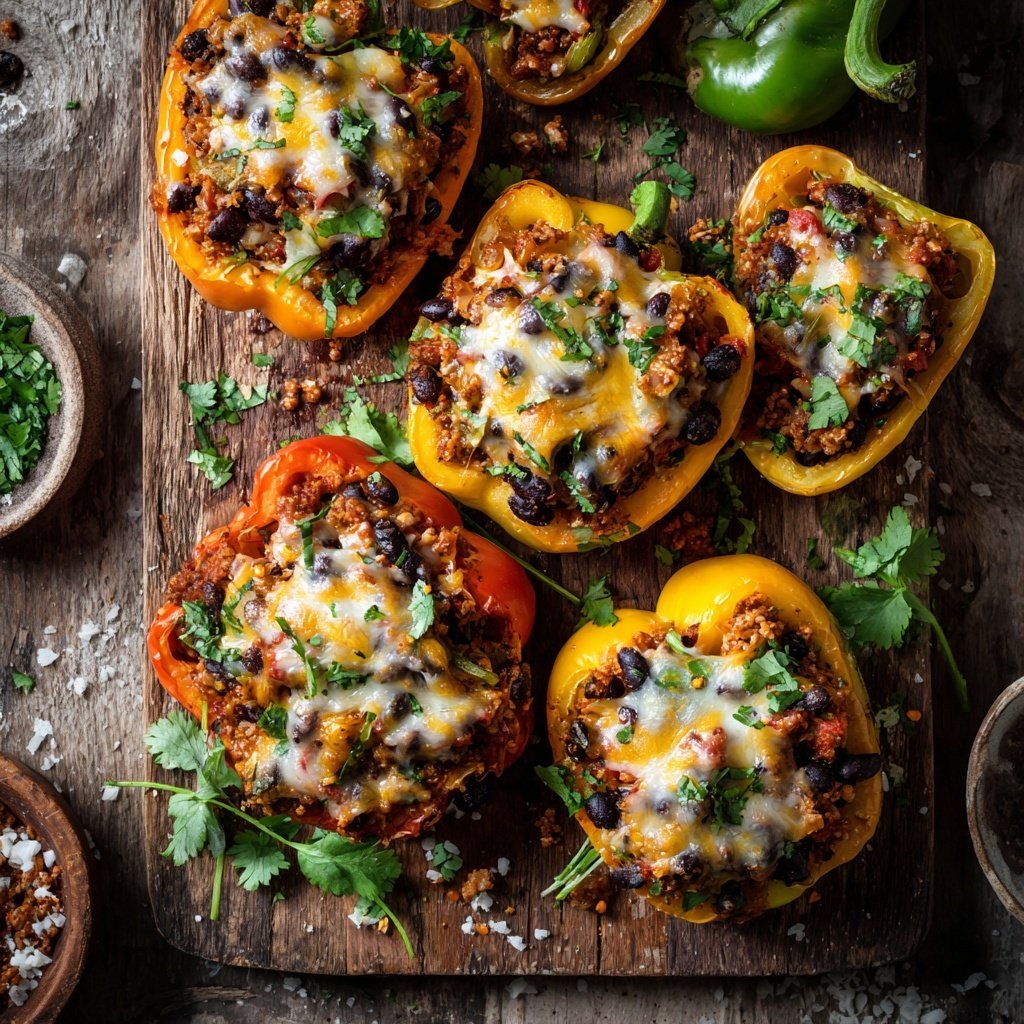 Ground Turkey Taco Stuffed Peppers