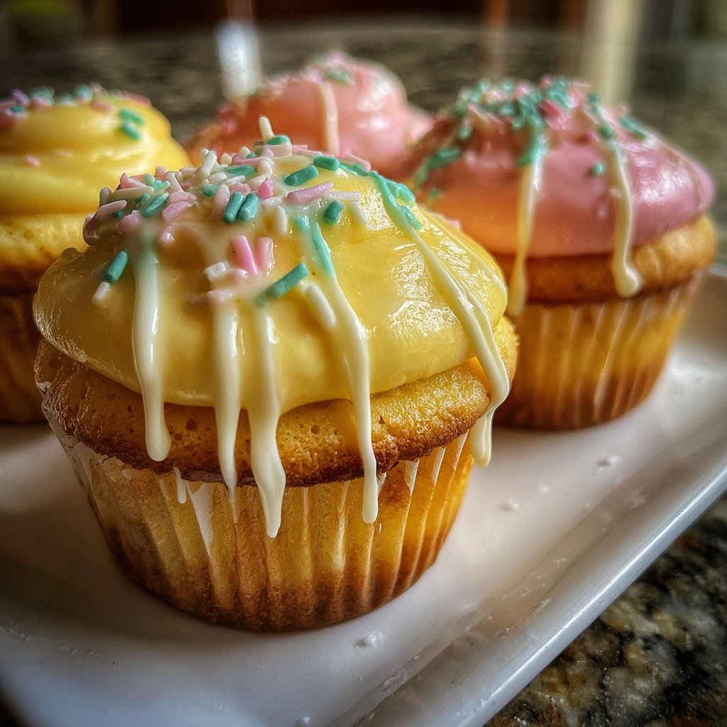 Spring Vanilla Lemon Cupcakes