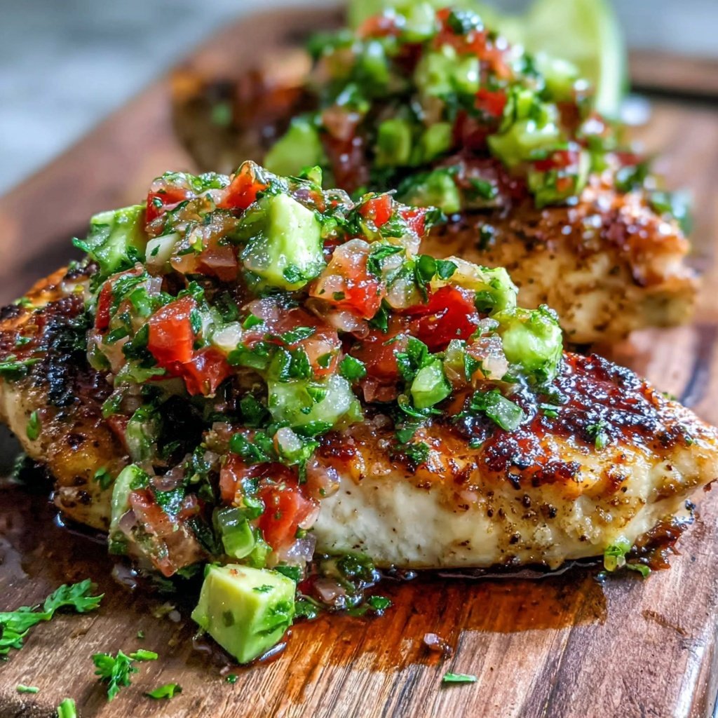 Healthy Grilled Chicken With Avocado Salsa
