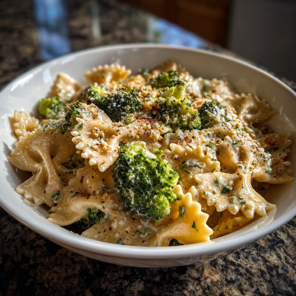 Bow Tie Pasta With Creamy Broccoli Sauce