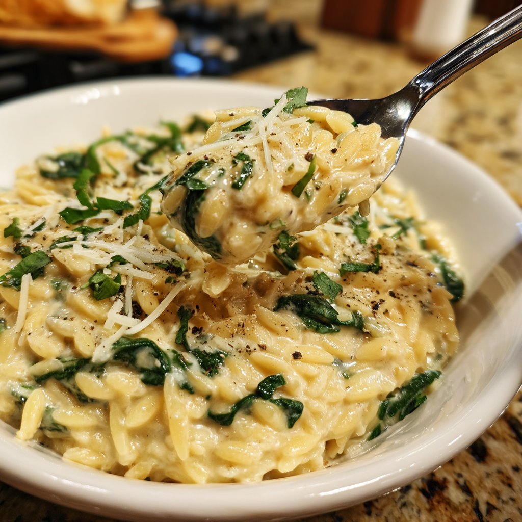 Creamy Spinach Parmesan Orzo
