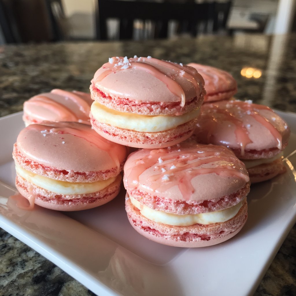 Strawberry Rose Macarons