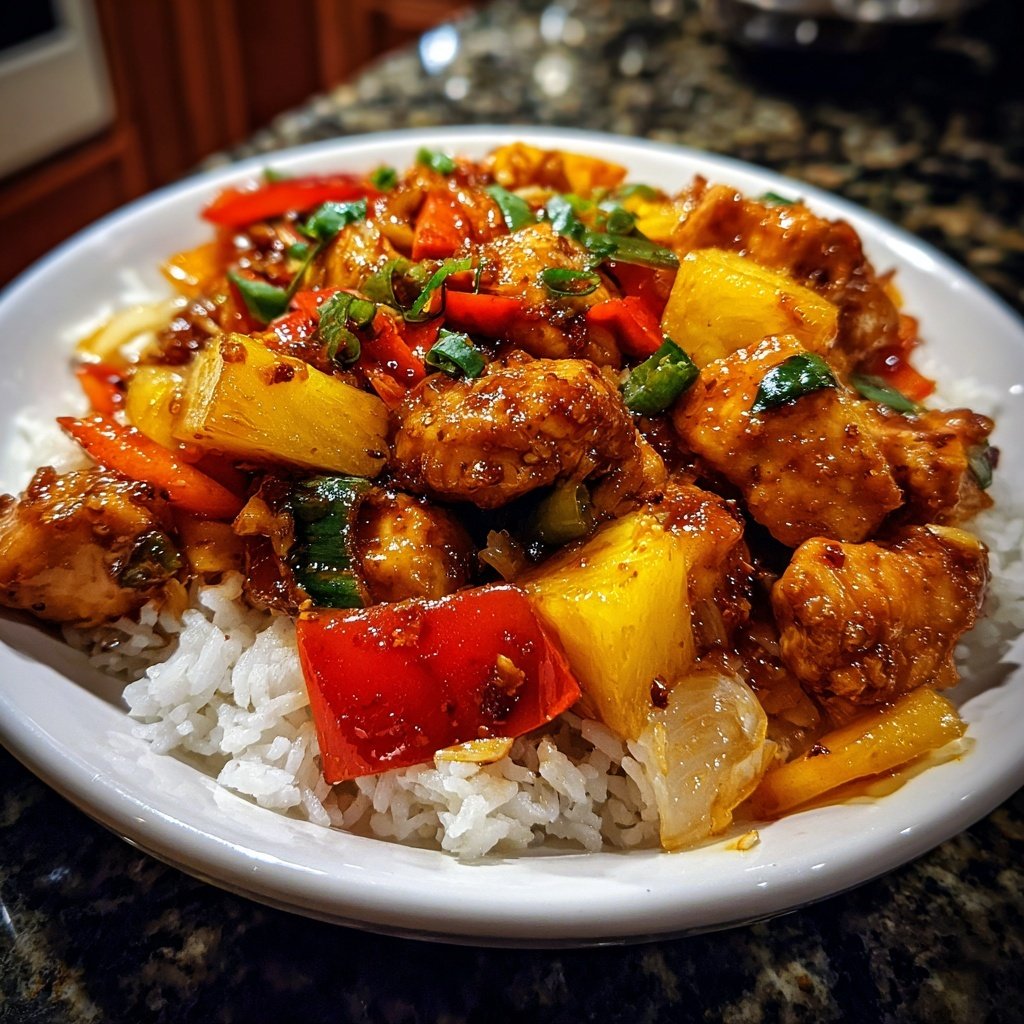 Pineapple Chicken And Rice Stir Fry Style