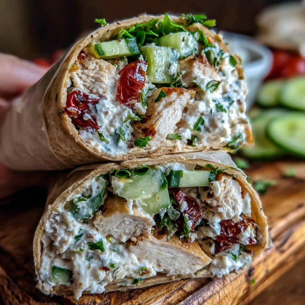 Easy Healthy Mediterranean Chicken Wrap