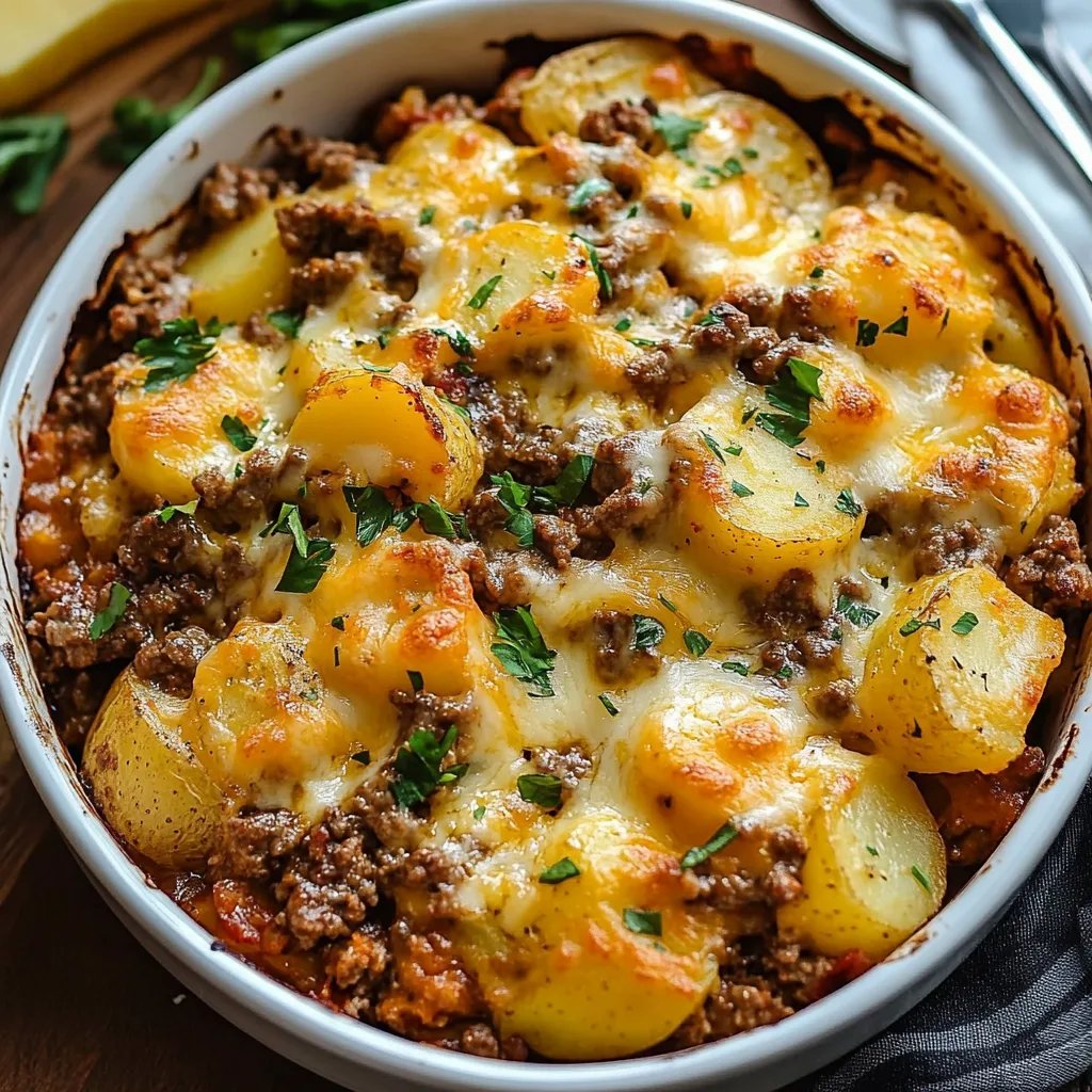 Cheesy Ground Beef & Potato Casserole (One-Pan Dinner!)