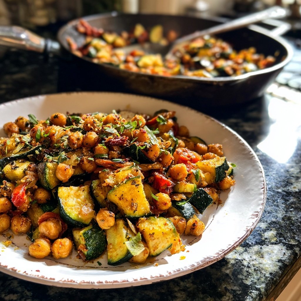Healthy Dinner Zucchini Chickpea Skillet